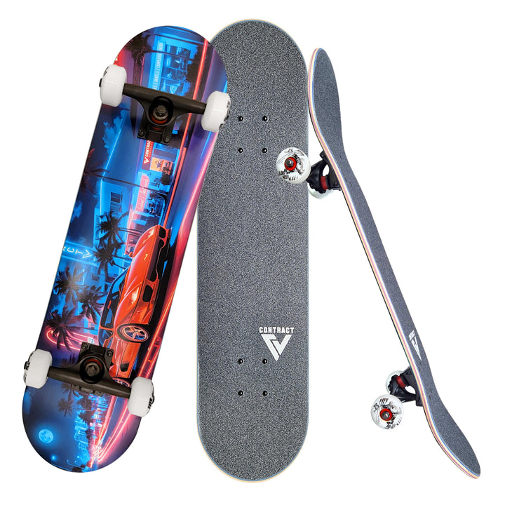 Komplett Skateboard Miami-Beach - für Kinder und Jugendliche - 7-lagiges Ahornholz Deck - Medium Con