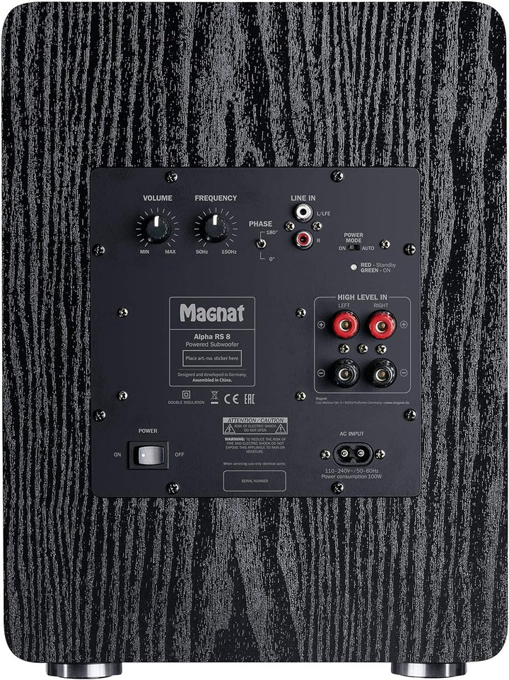 Magnat Alpha RS 8, Aktivsubwoofer mit 200 mm grosser Membran und bis zu 160 Watt Leistung Schwarz, S