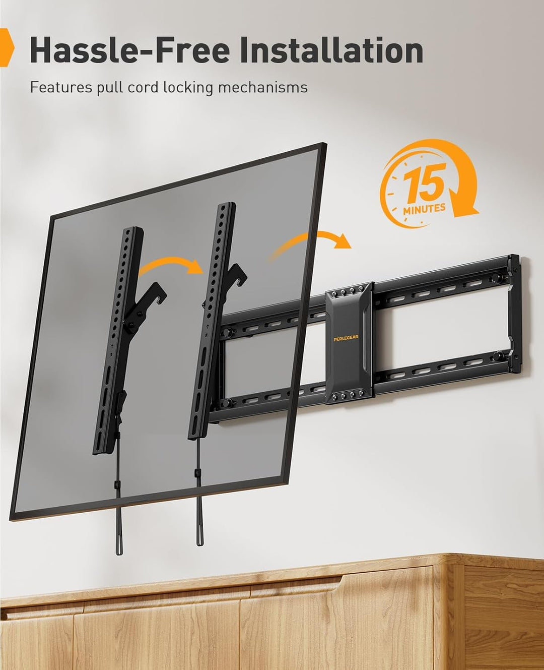Perlegear TV Wandhalterung, Neigbare Fernseher Halterung für 37-82 Zoll Flach & Curved LED/LCD/OLED/