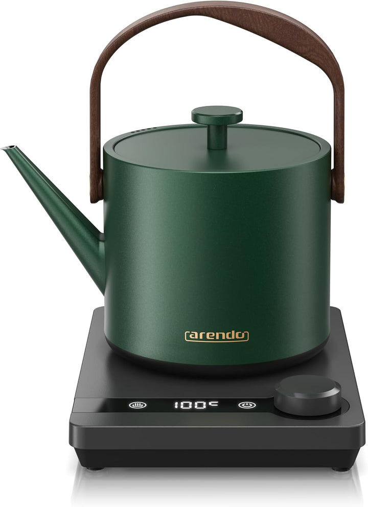Arendo - Edelstahl Wasserkocher mit Temperatureinstellung 40-100 Grad - digitale Basis - 0,6 Liter -