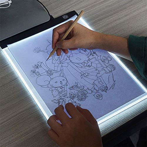 OHMG 4 mm Leuchttafel A4 Zeichnung, Leuchttisch, ultradünn, mit verstellbarer Helligkeit, LED, Zeich