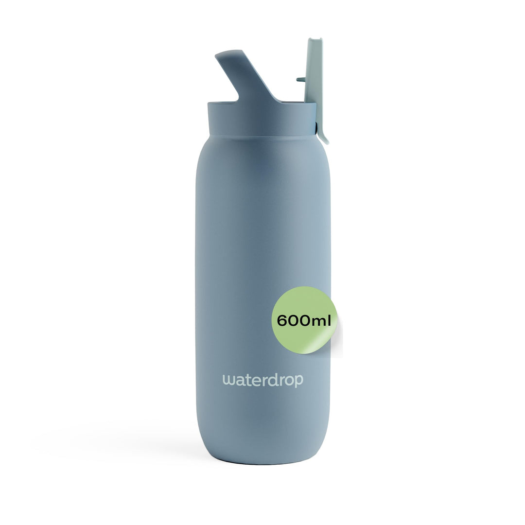 waterdrop® All Purpose Thermosflasche 600ml – Trinkflasche mit Strohhalm – isolierte Edelstahl, 24h