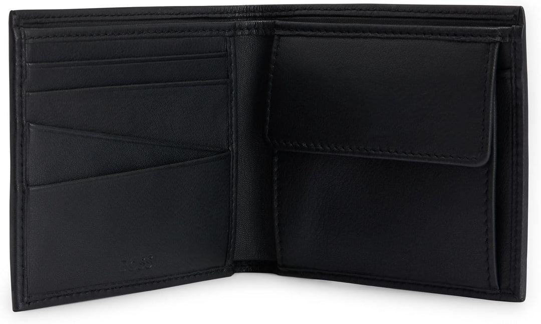 BOSS Herren Bradley 4CC Geldbörse aus Leder mit Monogramm-Detail und Münzfach Schwarz Stck