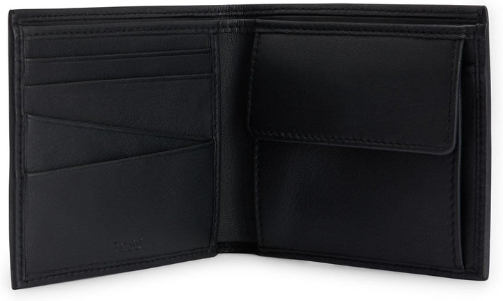 BOSS Herren Bradley 4CC Geldbörse aus Leder mit Monogramm-Detail und Münzfach Schwarz Stck