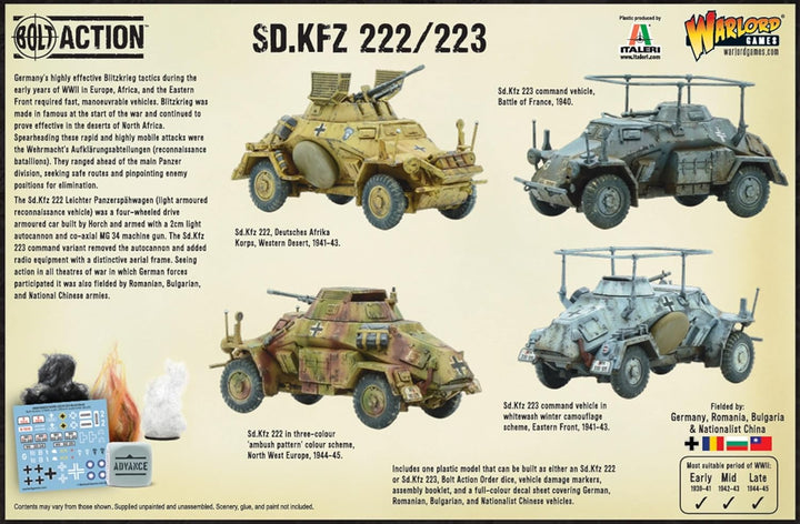 Warlord Games Sd.Kfz 222/223 Panzerauto, 1:56/28 mm, Kunststoff, Massstab 1:56/28 mm, sehr detaillie