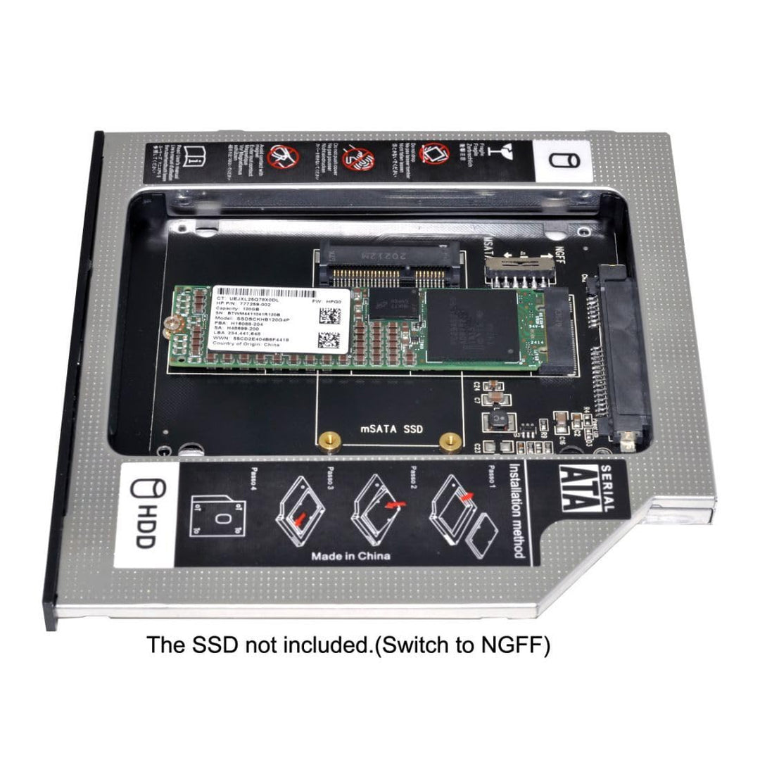 chenyang Universelles 9,5mm M.2 NGFF/mSATA SSD zu SATA Zweit SSD HDD Festplatten Caddy Upgrade Erwei