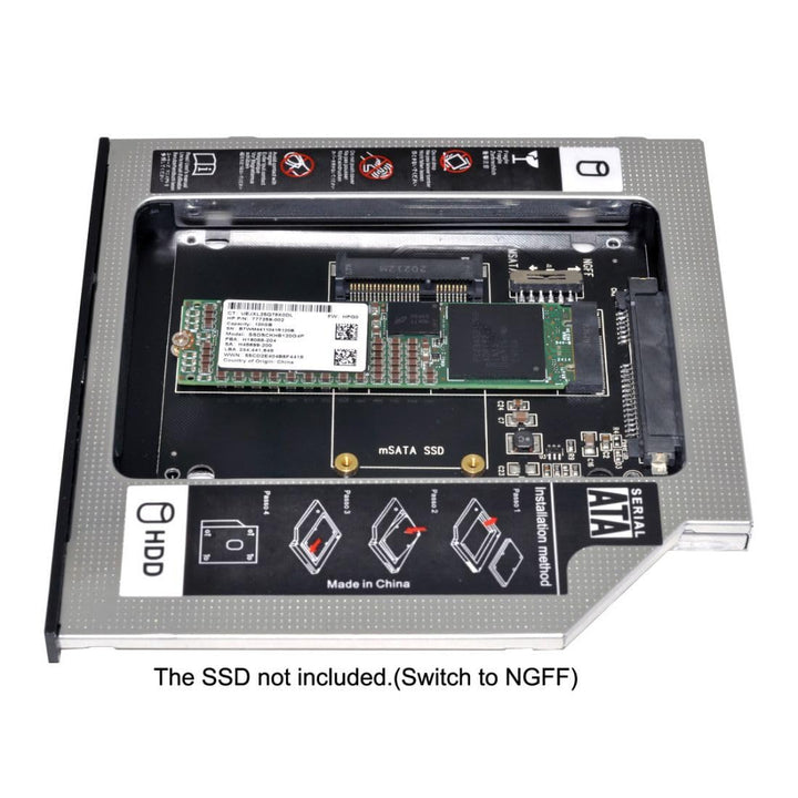 chenyang Universelles 9,5mm M.2 NGFF/mSATA SSD zu SATA Zweit SSD HDD Festplatten Caddy Upgrade Erwei