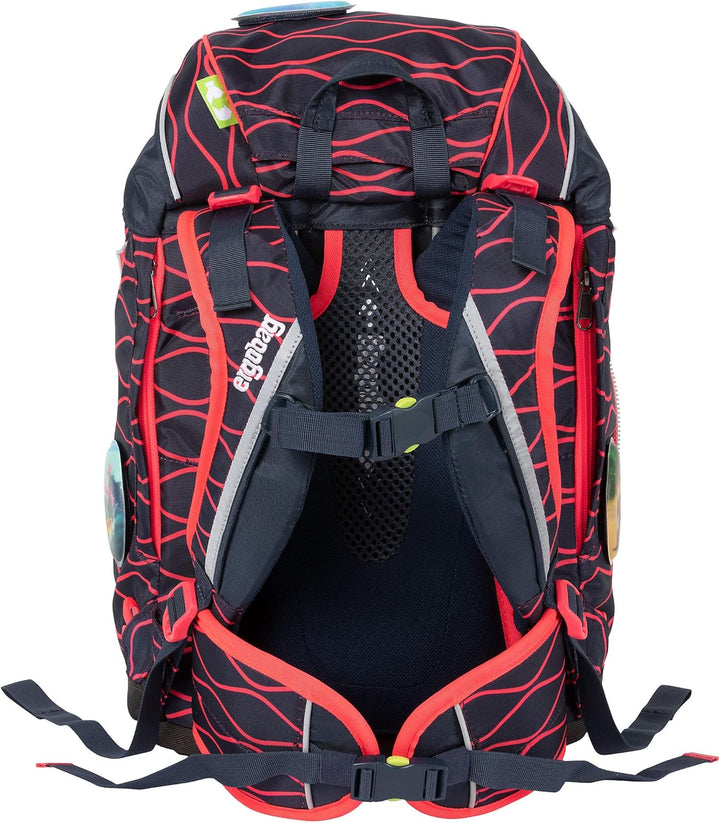 ergobag pack Set ergonomischer Schulrucksack, Set 6-teilig 20 Largo Wellenreitbär - Blau