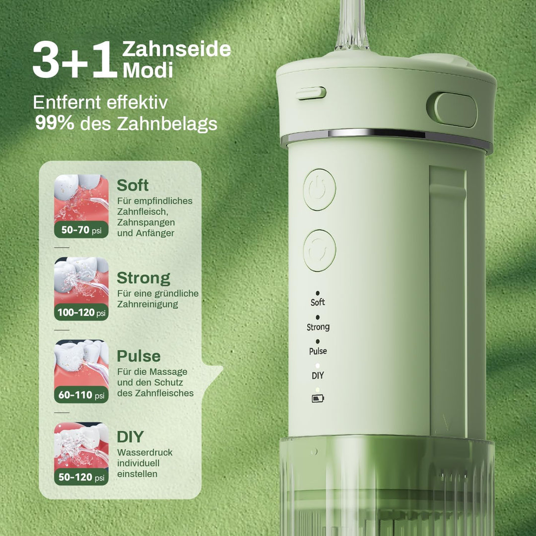 JTF Munddusche Mini, Tragbar Elektrische Zahnreinigung Kabellos, Reise Zahnzwischenraumreiniger mit