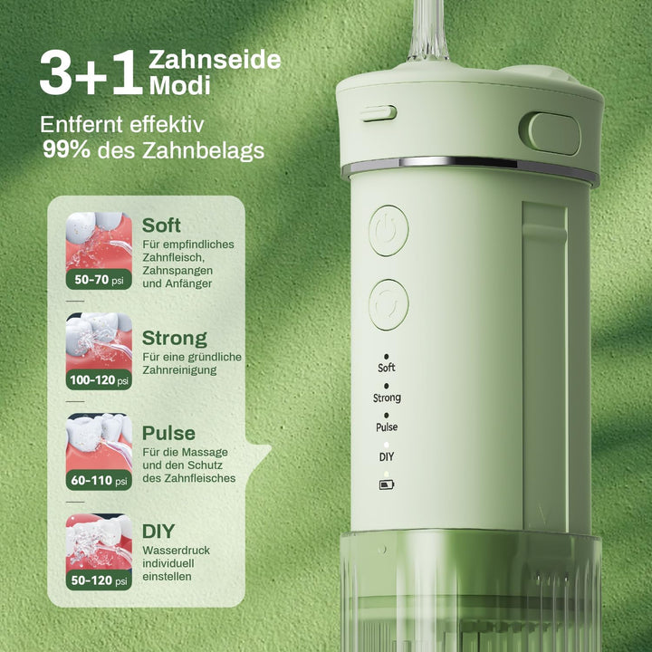 JTF Munddusche Mini, Tragbar Elektrische Zahnreinigung Kabellos, Reise Zahnzwischenraumreiniger mit