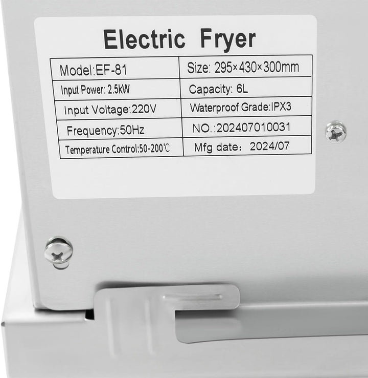6L Elektrische Gewerbliche Friteuse, Fritteuse Friteuse Edelstahl, Einzeltank-Friteuse 2500 W Einste