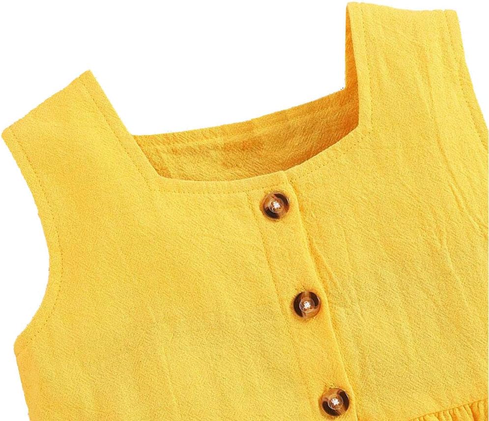 ANUFER 3 Stück Mädchen Kinder Kleidungsset Hell Gelb Sonnenblume Baby Outfits Westentops + Shorts Ho