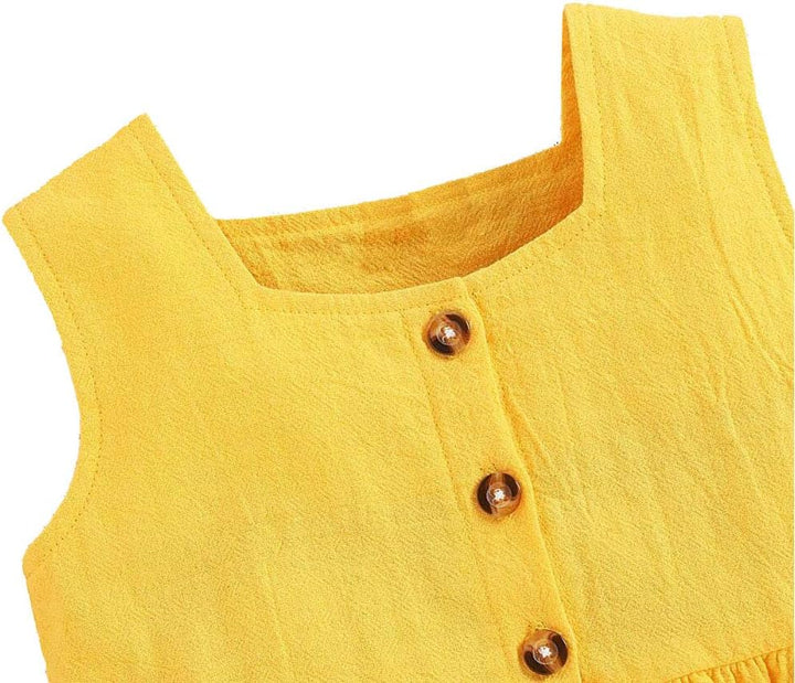 ANUFER 3 Stück Mädchen Kinder Kleidungsset Hell Gelb Sonnenblume Baby Outfits Westentops + Shorts Ho
