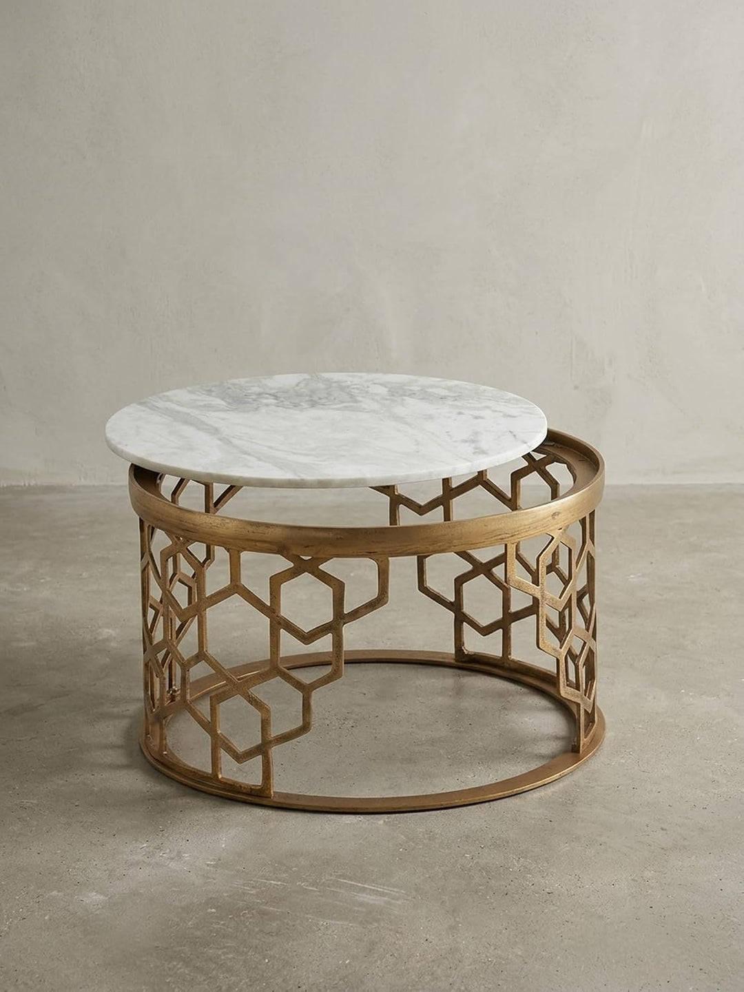 KADIMA DESIGN Couchtisch Marble - Design Wohnzimmertisch mit echtem Marmor Weiss, 60x60x36 cm, Metal