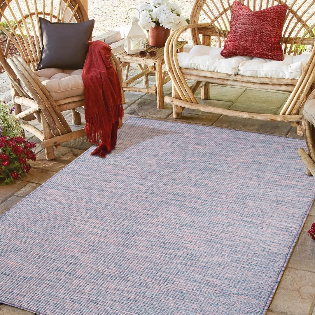 payé Outdoor Teppich Wetterfest - Blau-Pink - 240x340cm - Küche Badezimmer Balkon Garten Terrassente