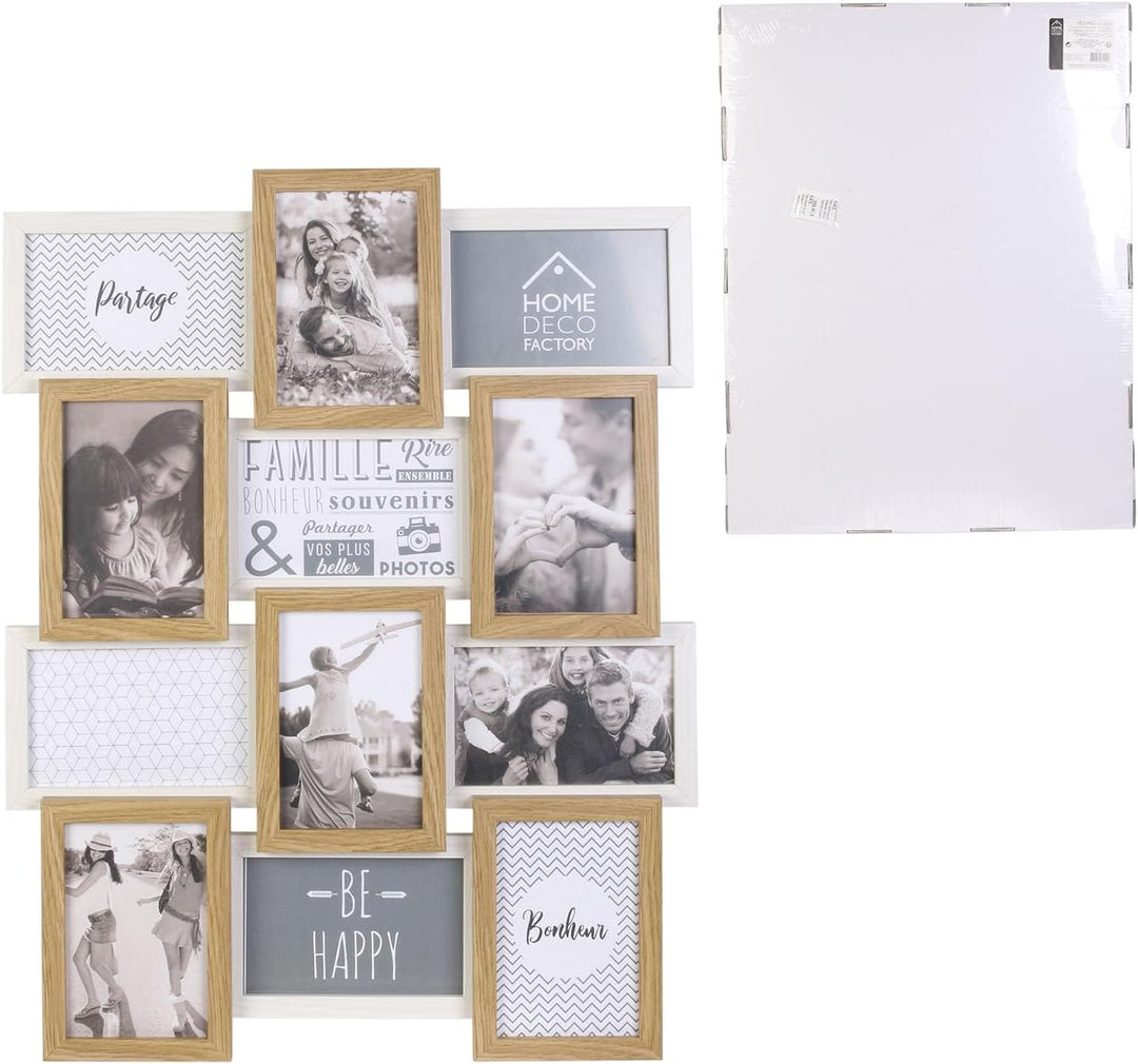 Home Deco Factory Bilderrahmen für 12 Bilder, 44cm x 3cm x 58cm, Beige/Weiss