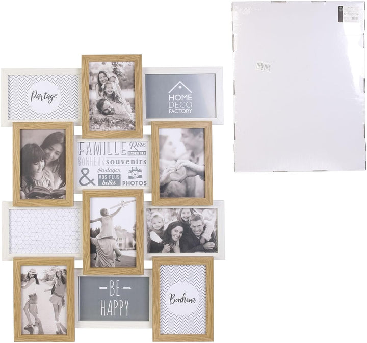Home Deco Factory Bilderrahmen für 12 Bilder, 44cm x 3cm x 58cm, Beige/Weiss
