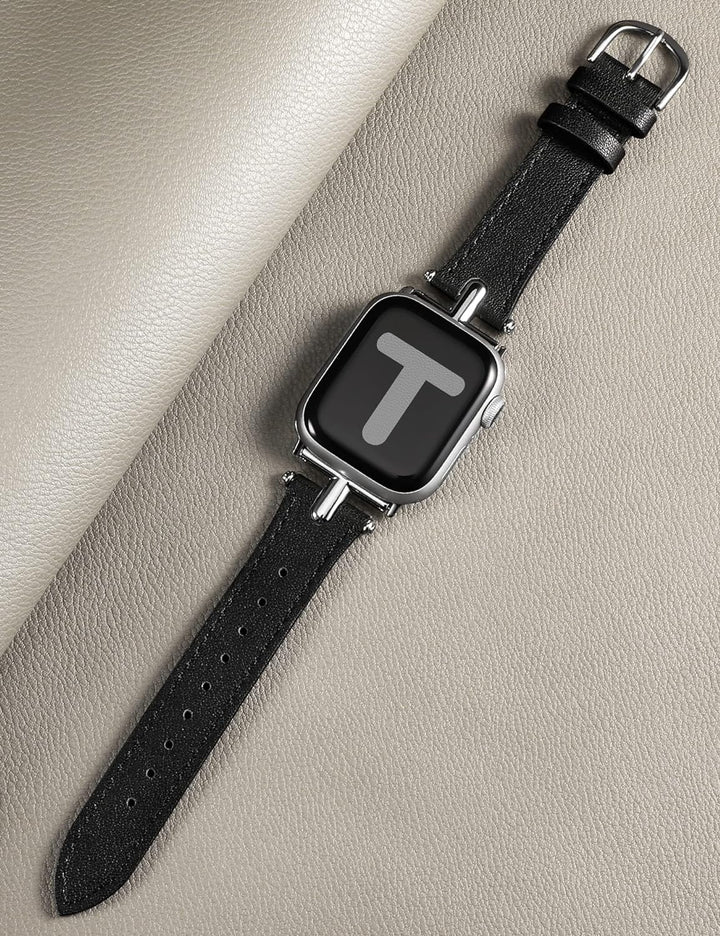 Wearlizer Lederarmband Kompatibel mit Apple Watch Armband 41mm 38mm 40mm Damen, Echtesleder Armband