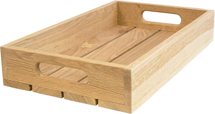 Eichentablett aus Massivholz – Serviertablett aus Eiche mit hohem Rand – Holztablett für Frühstück,