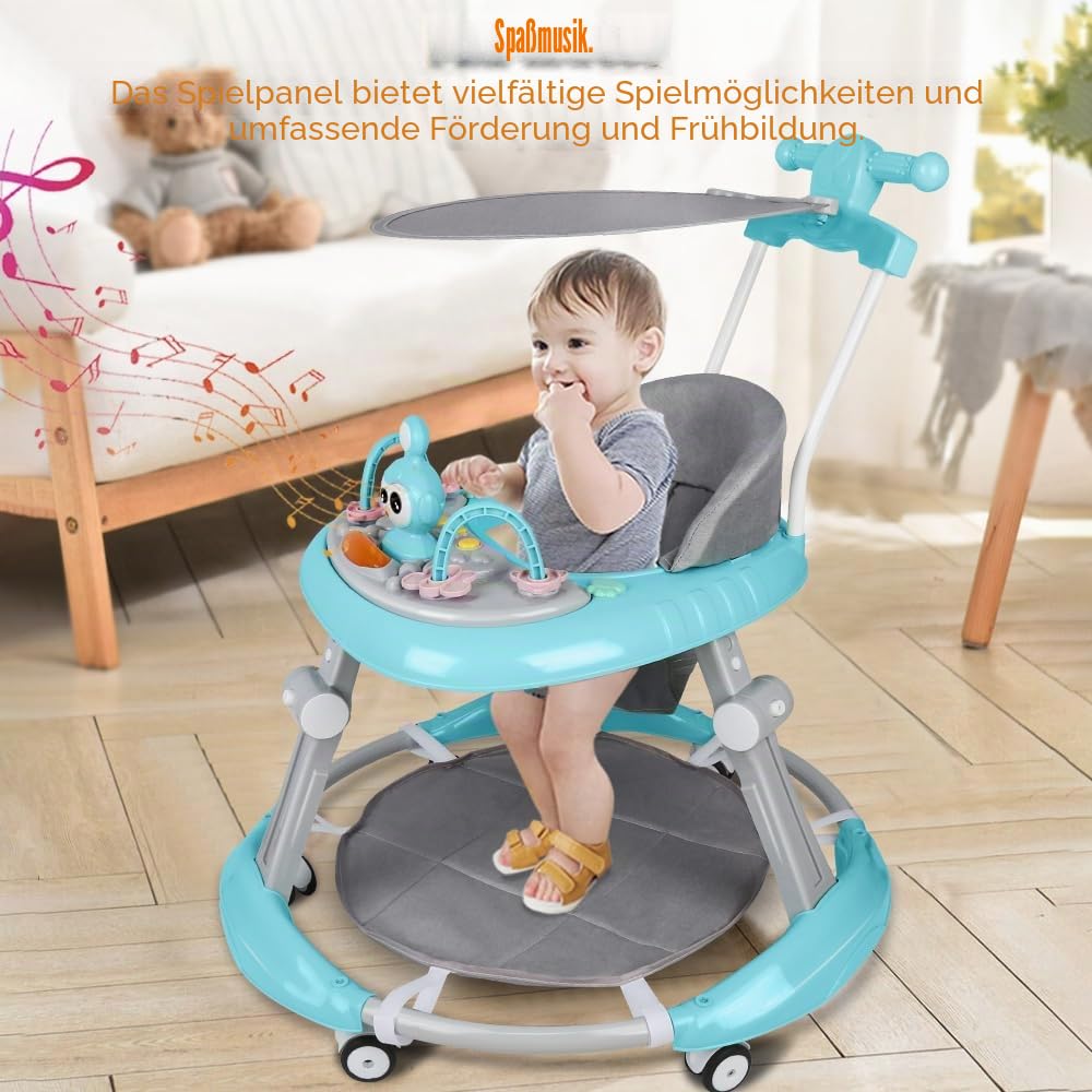 5-in-1 Lauflernhilfe für Babys, mit verstellbaren Höhen, Gehfrei Babywalker ab 6 Monate, bis zu 25 k