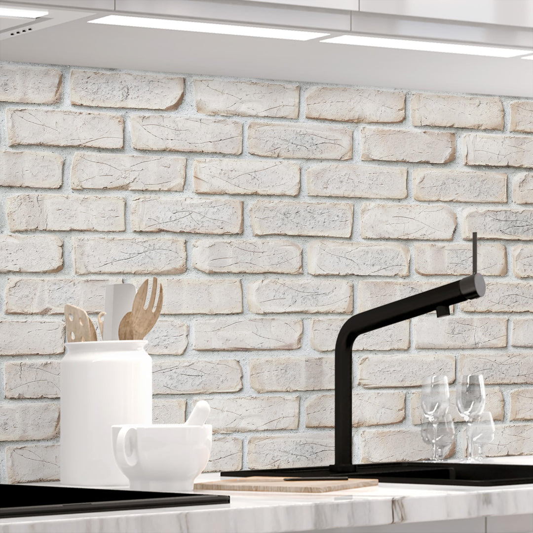 StickerProfis Küchenrückwand selbstklebend Glasoptik - GEKALKTE Wand - 1.8mm, Versteift, alle Unterg