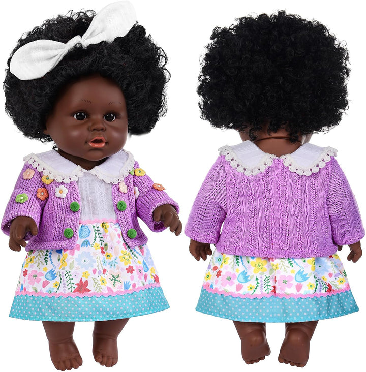 40 cm / 12 Zoll Schwarze Baby-Entchen mit Spielzeug-Hasen Zubehörset - afroamerikanische Baby-Entche