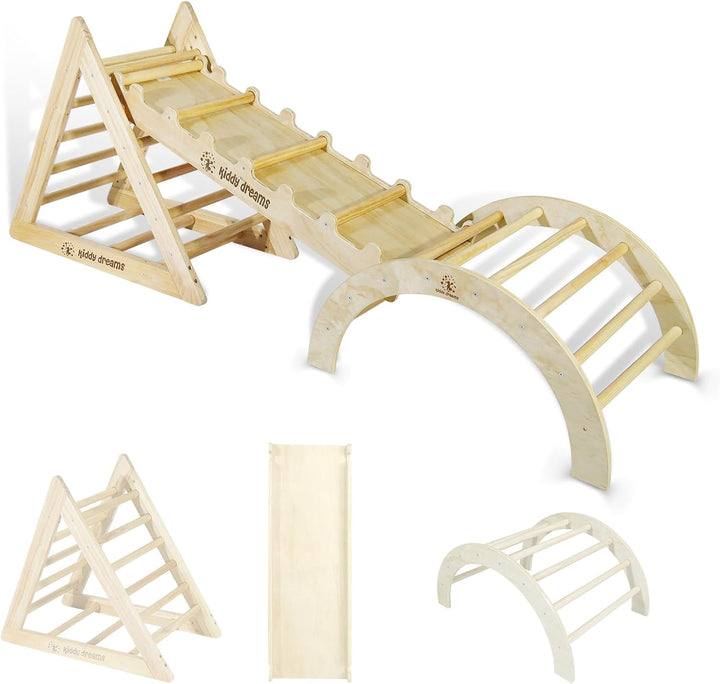 CCLIFE Kletterdreieck mit Rutsche und Kletterbogen ab 1 Jahr 6 in1 Montessori Klettergerüst Indoor P