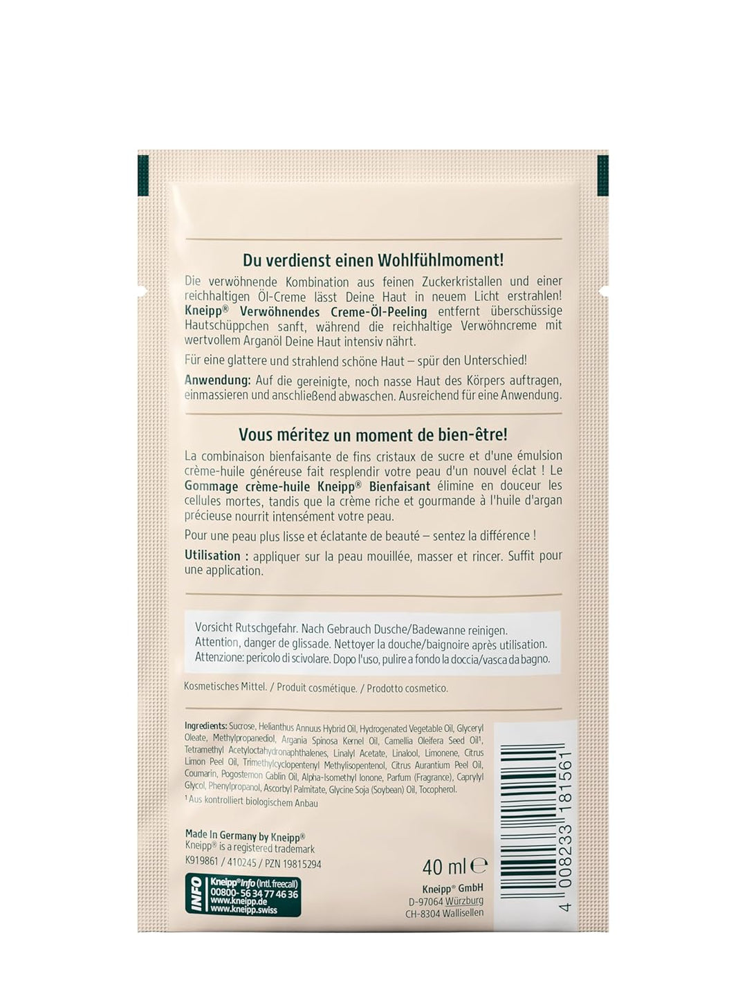Kneipp Verwöhnendes Creme-Öl-Peeling - Körperpeeling mit wertvollem Arganöl und feinen Zuckerkristal