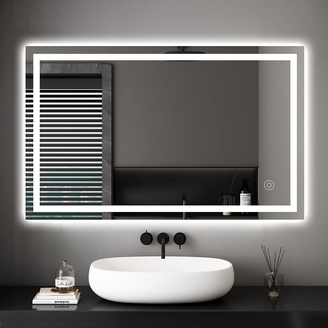 Badezimmerspiegel Dripex Wandspiegel LED Badspiegel mit Beleuchtung mit Touch-Schalter Beschlagfrei