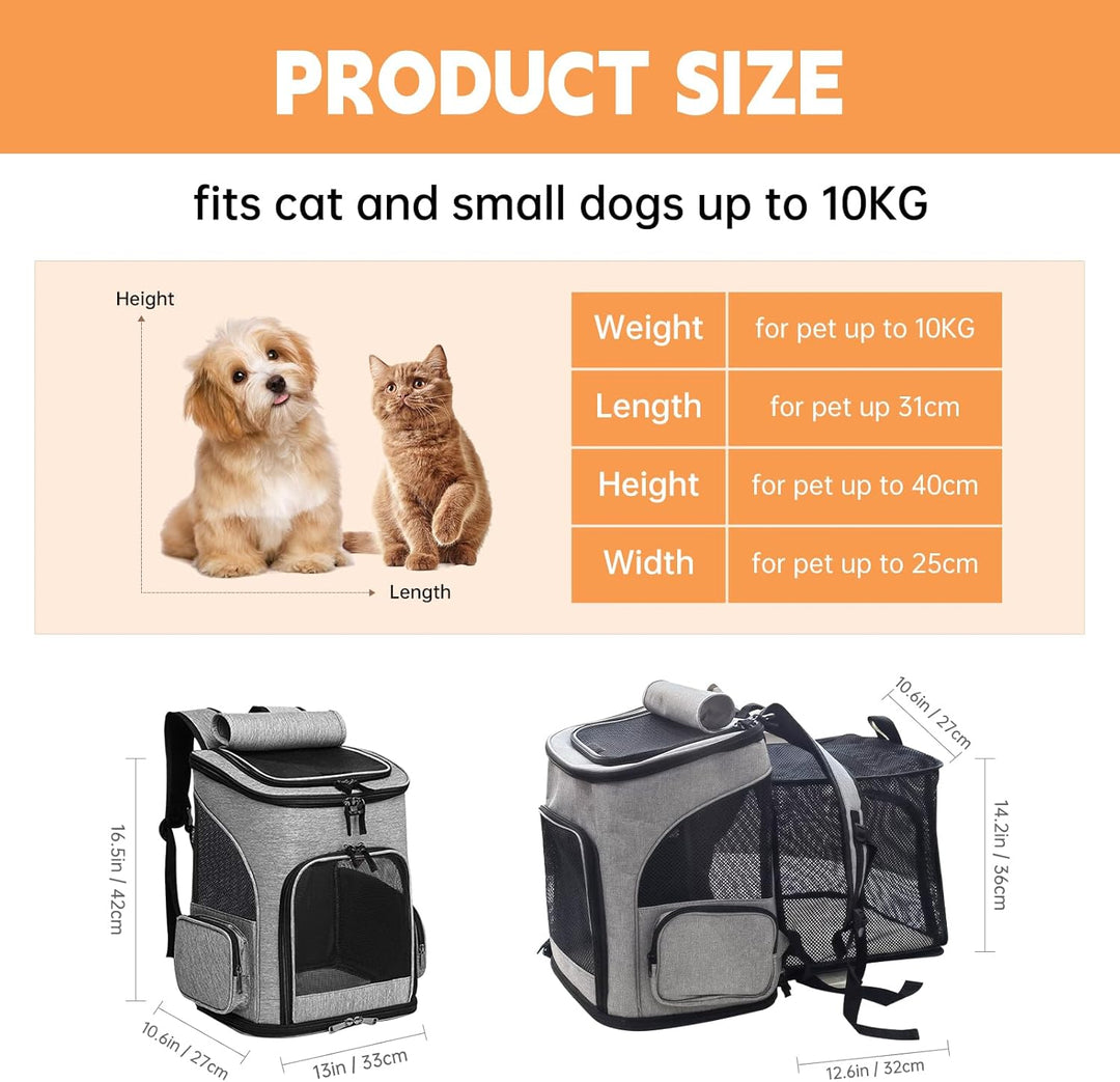 Haustier Rucksack Hunderucksack bis 10kg Katzenrucksack Faltbar und Erweiterbar Katzentransportbox K