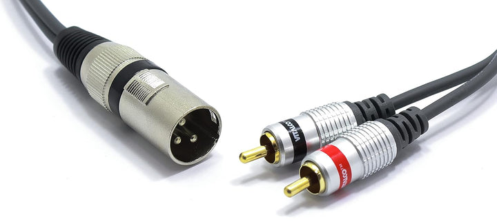 VITALCO XLR Stecker auf 2x Cinch Stereo Kabel 3m Mikrofonkabel 3 Polig auf Chinch Adapter XLR-M/2RCA