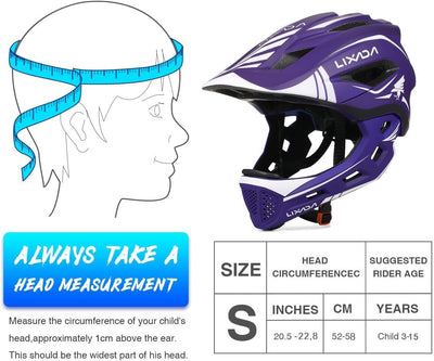 Lixada Fahrradhelm Kinder Helm Fullface Abnehmbar Unisex 52-58cm Children's Helmet 2-In-1 Integrated