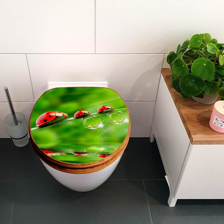 banjado Design WC Sitz Bambus Absenkautomatik 45,8x37,5cm - Toilettendeckel mit Absenkautomatik Holz
