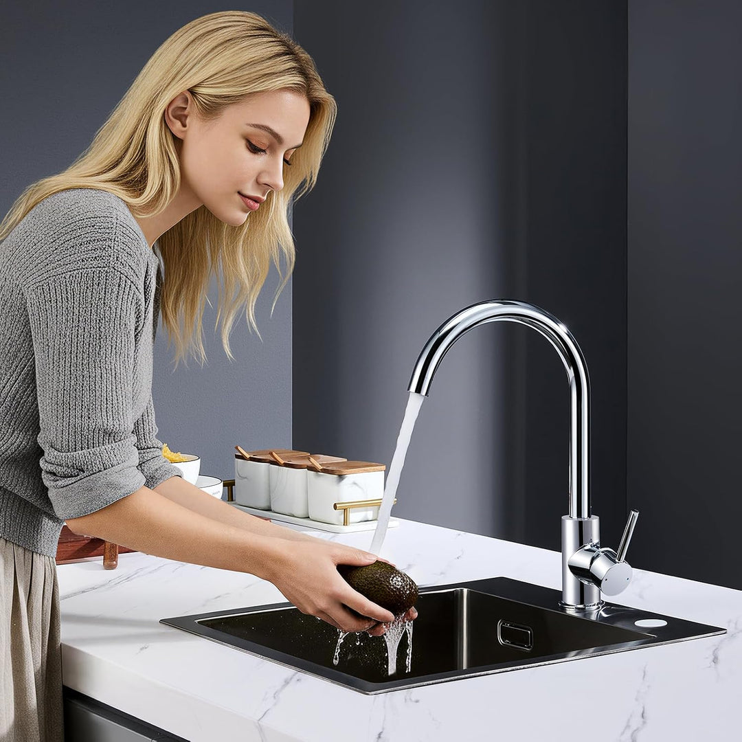 CECIPA Wasserhahn Küche 360° Schwenkbar, Hochdruck Küchenarmatur, Mischbatterie Küche mit Hohem Boge
