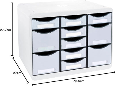 Exacompta 313740D Ablagebox Office aus Kunststoff mit 11 individuell platzierbaren Schubladen. Belas