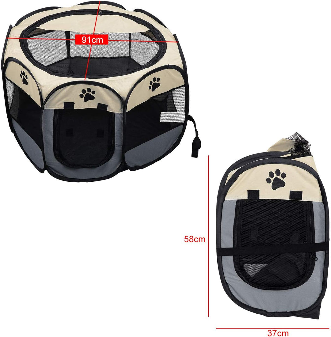Coolty Tragbarer faltbarer Haustier-Laufstall, 8-Panel-Zwinger, Haustierzelt für Hunde, Katzen, Kani
