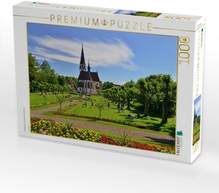 CALVENDO Puzzle Stadtgarten mit Kirche St. Bonifatius 1000 Teile Lege-Grösse 64 x 48 cm Foto-Puzzle