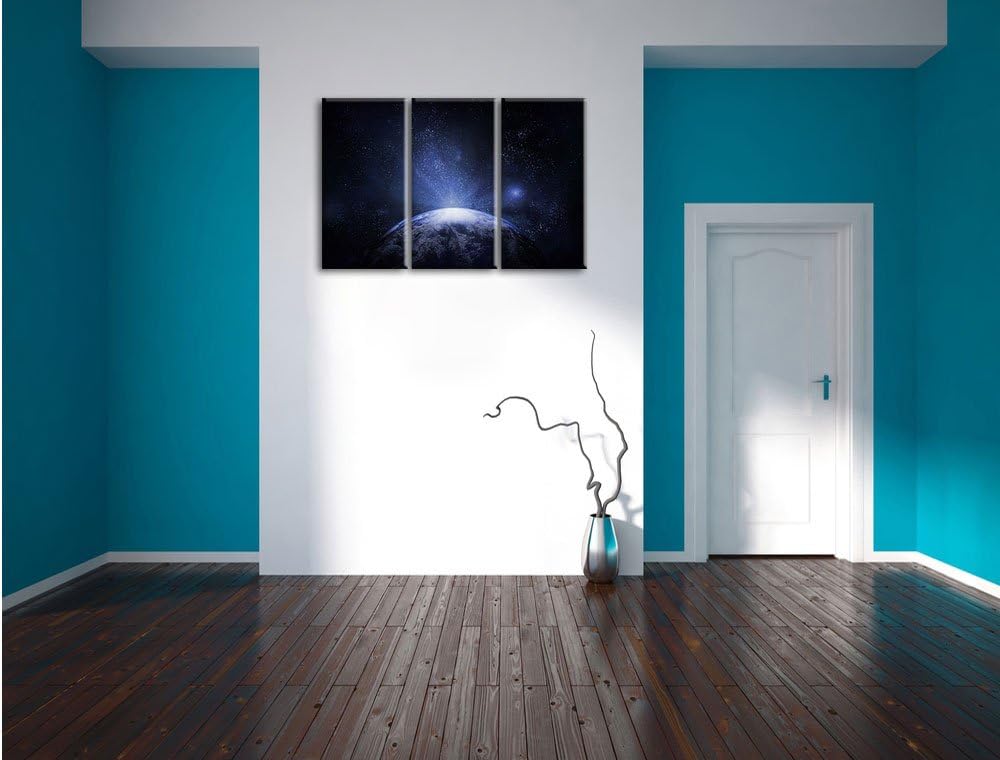 Pixxprint Sicht vom Mond auf die Erde 3-Teiler Leinwandbild 120x80 Bild auf Leinwand