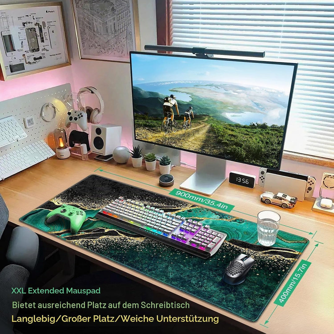Gaming Mauspad,Mousepad XXL,Mauspad 900x400(35.4X15.7in),Schreibtisch Protector Matte mit Anti-Rutsc