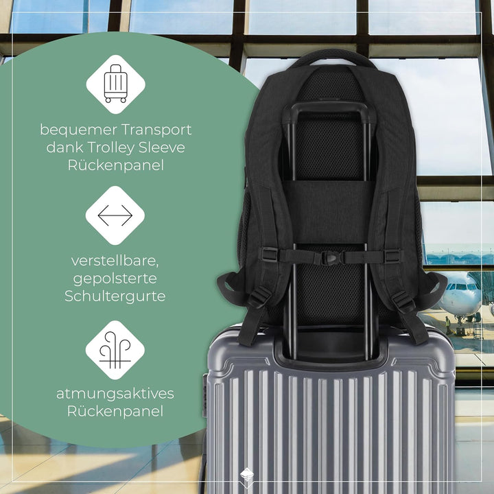 Travelite Handgepäck Rucksack, Laptop Rucksack 15,6 Zoll, BASICS, Daypack, Tagesrucksack mit vielen