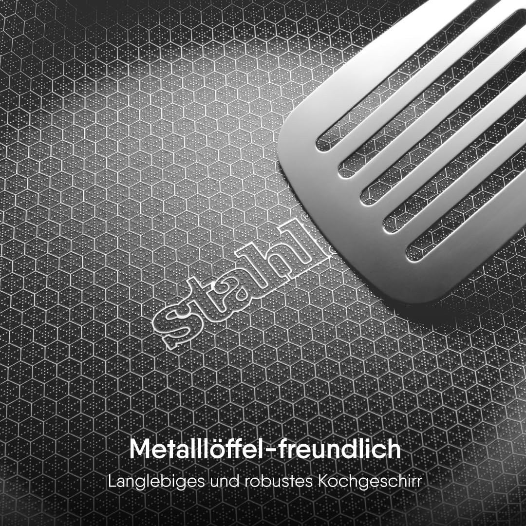 Stahl Triply Antihaft-Wok mit Deckel | Edelstahl-Wok mit Induktionsboden | Tri-Ply-Wok kratzfest | Ø