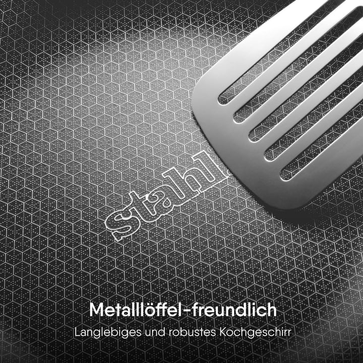 Stahl Triply Antihaft-Wok mit Deckel | Edelstahl-Wok mit Induktionsboden | Tri-Ply-Wok kratzfest | Ø
