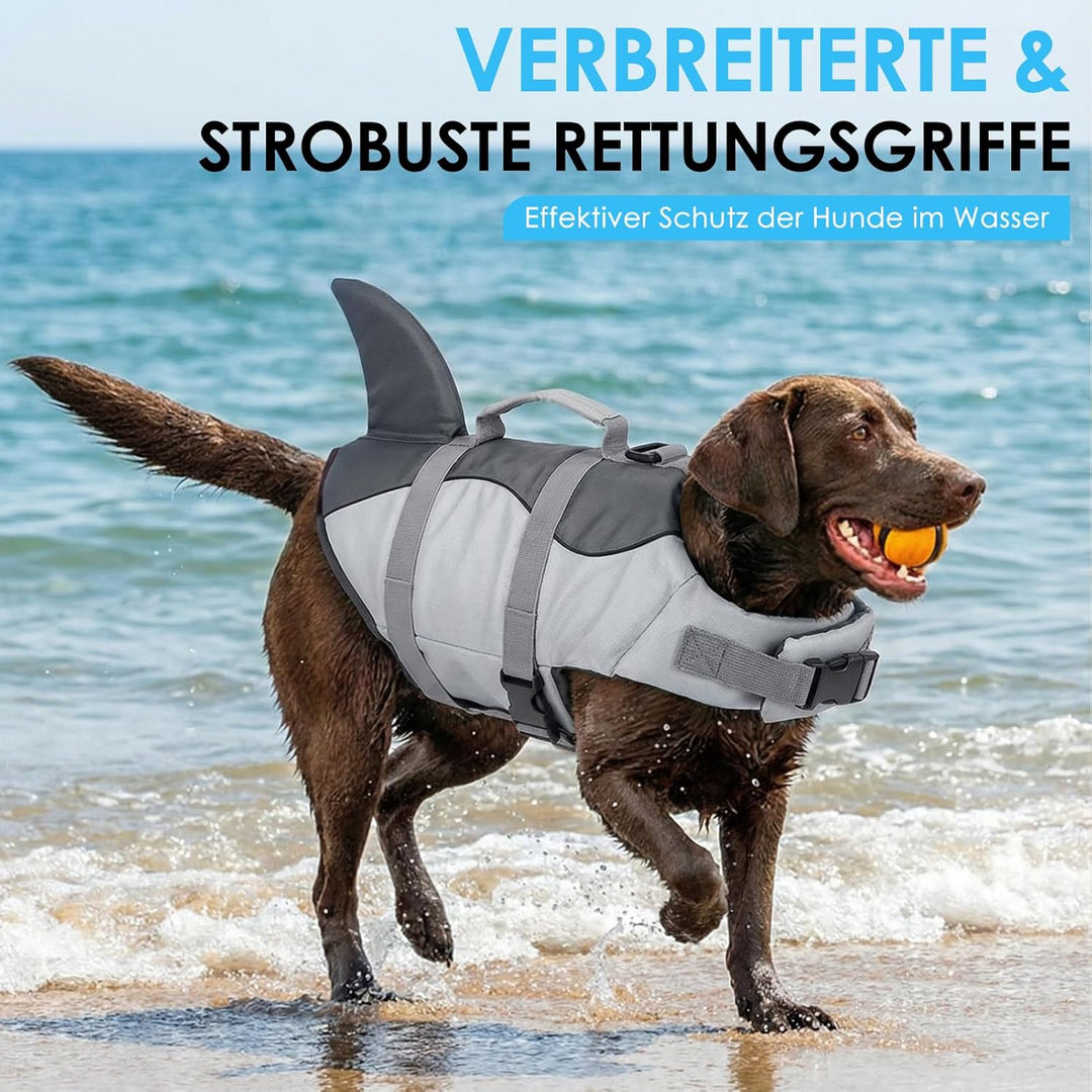 AOFITEE Schwimmweste Hund XS, Verstellbar Hundeschwimmweste Hai, Hoher Auftrieb Klein Hunde Schwimmw