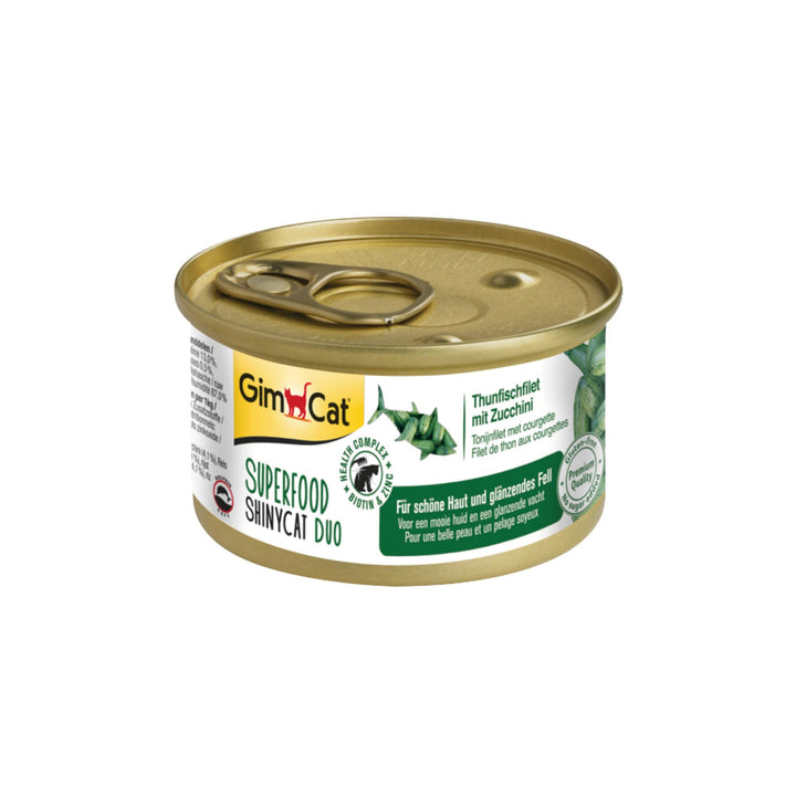 GimCat Superfood ShinyCat Duo Thunfisch mit Zucchini - Katzenfutter mit saftigem Filet ohne Zuckerzu