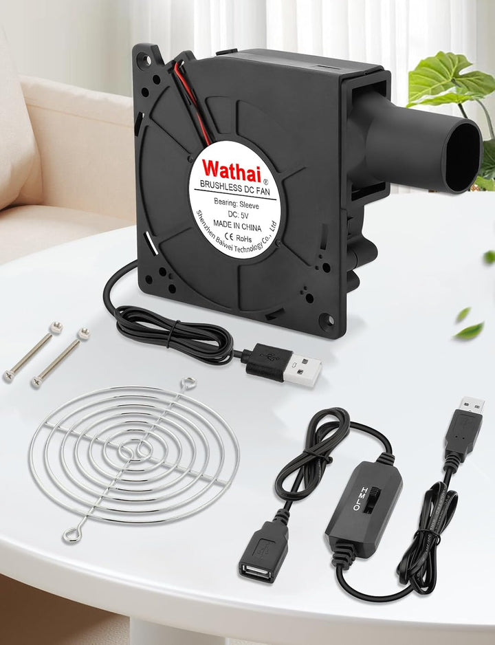 Wathai 120mm x 32mm USB Radiallüfter Gebläse Lüfter Turbinen mit Drehzahlregler für PC, Aufblasen, K