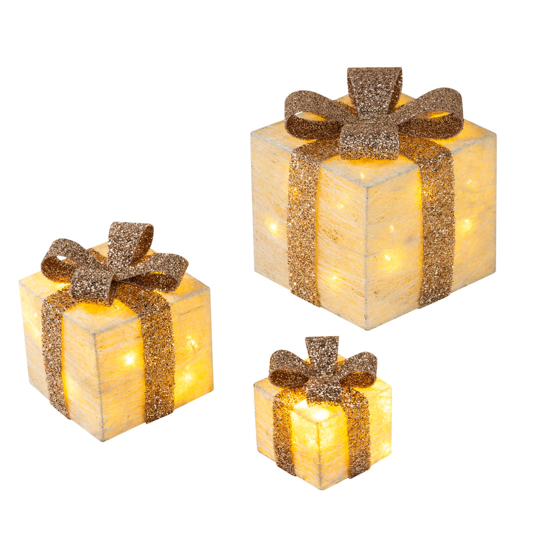 Bambelaa! 3er Led Deko Geschenke Leucht Boxen Timer Weihnachts Dekoration Weihnachtsdeko Beleuchtet