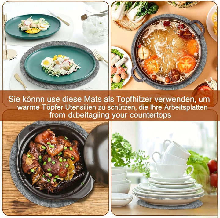 144 Stück Tellerteiler Filz 3 Grössen 12,7cm 19,1cm 26,7cm Pfannenschoner Filz waschbar Topfschoner