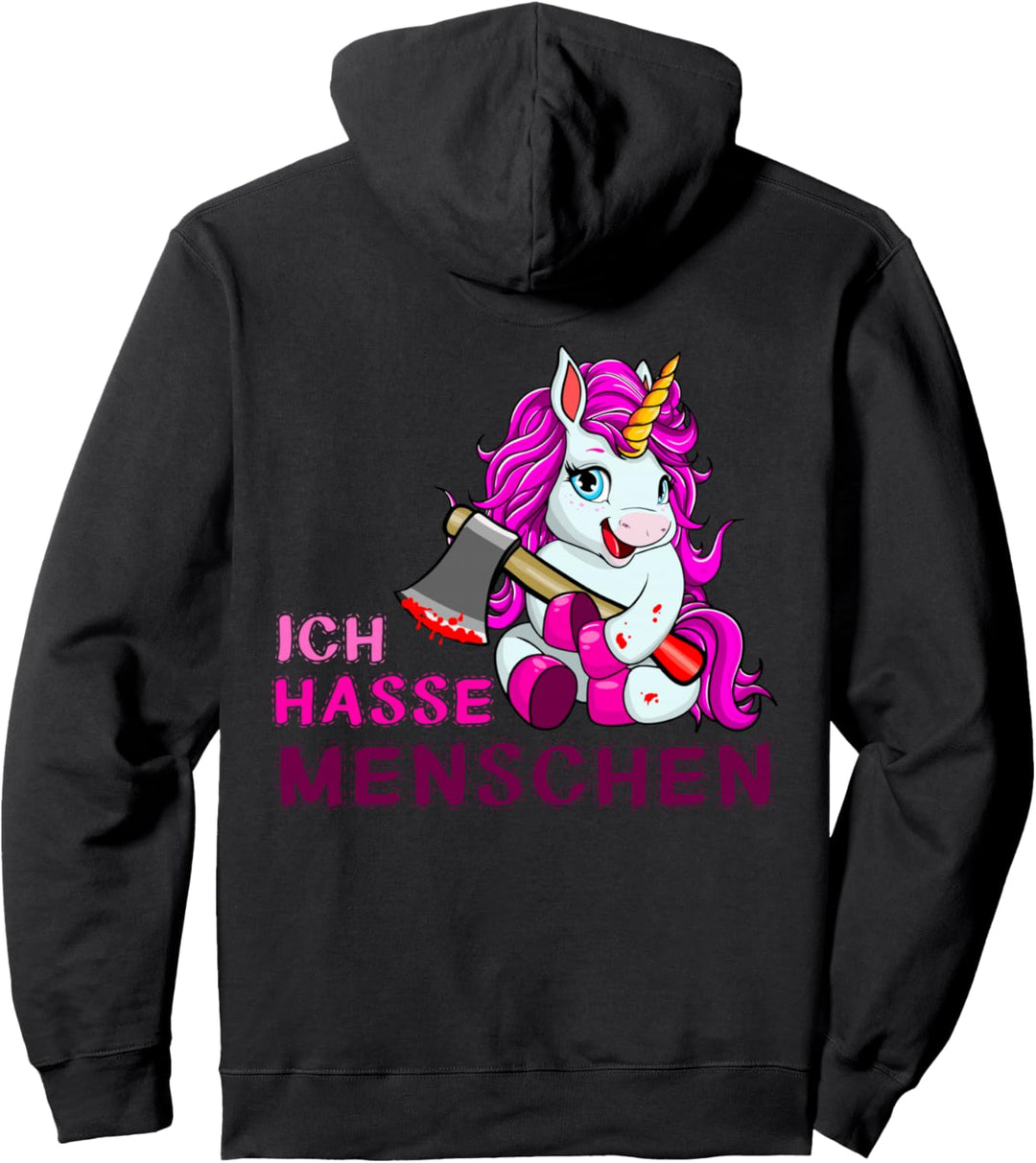 Ich Hasse Menschen, Einhorn Fun, lustiger Spruch Pullover Hoodie