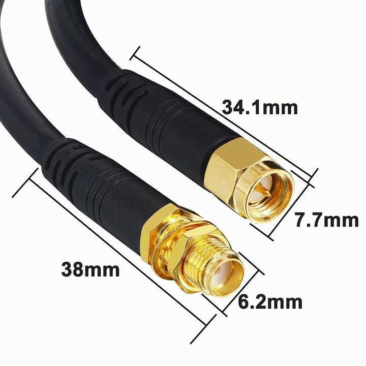Boobrie Verbessert SuperFlex RG58 SMA Kabel 10M - WiFi Antennenkabel Buchse auf Stecker - Verlustarm
