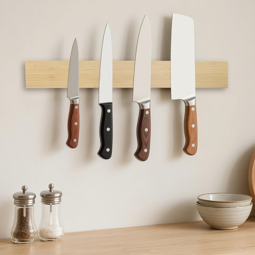 SMART&COOL Messer Magnetleiste aus Bambus 45CM - Messerhalter Magnetisch Holz mit Extra Starkem Magn